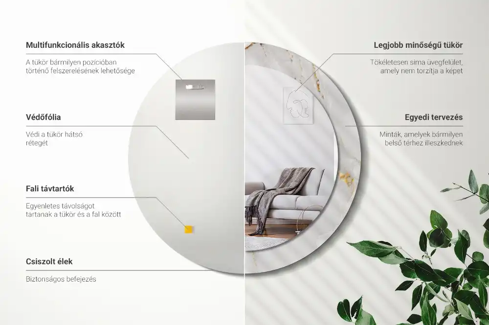 Okroglo okrasno ogledalo Sijajni marmor