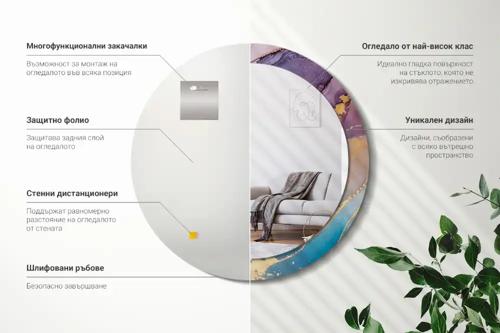 Okroglo stensko okrasno ogledalo Marmorni kamen