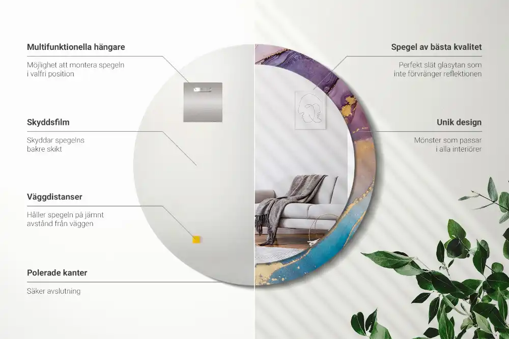 Okroglo stensko okrasno ogledalo Marmorni kamen