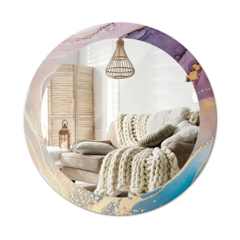 Okroglo stensko okrasno ogledalo Marmorni kamen