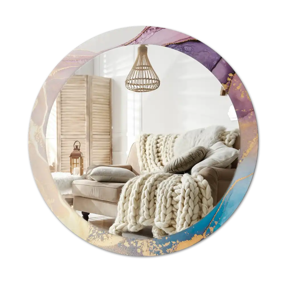 Okroglo stensko okrasno ogledalo Marmorni kamen