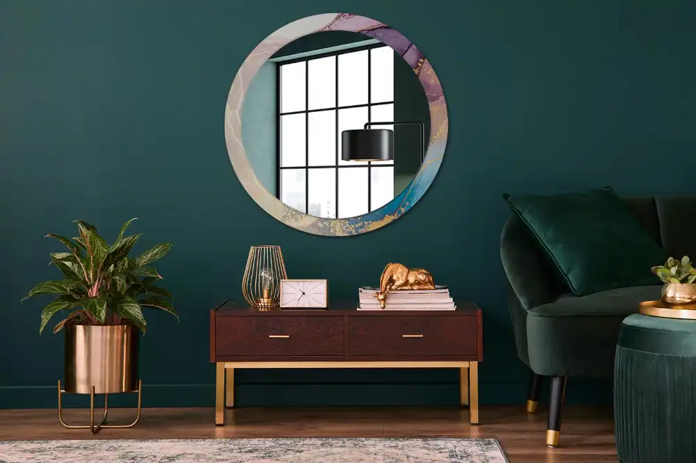 Okroglo stensko okrasno ogledalo Marmorni kamen