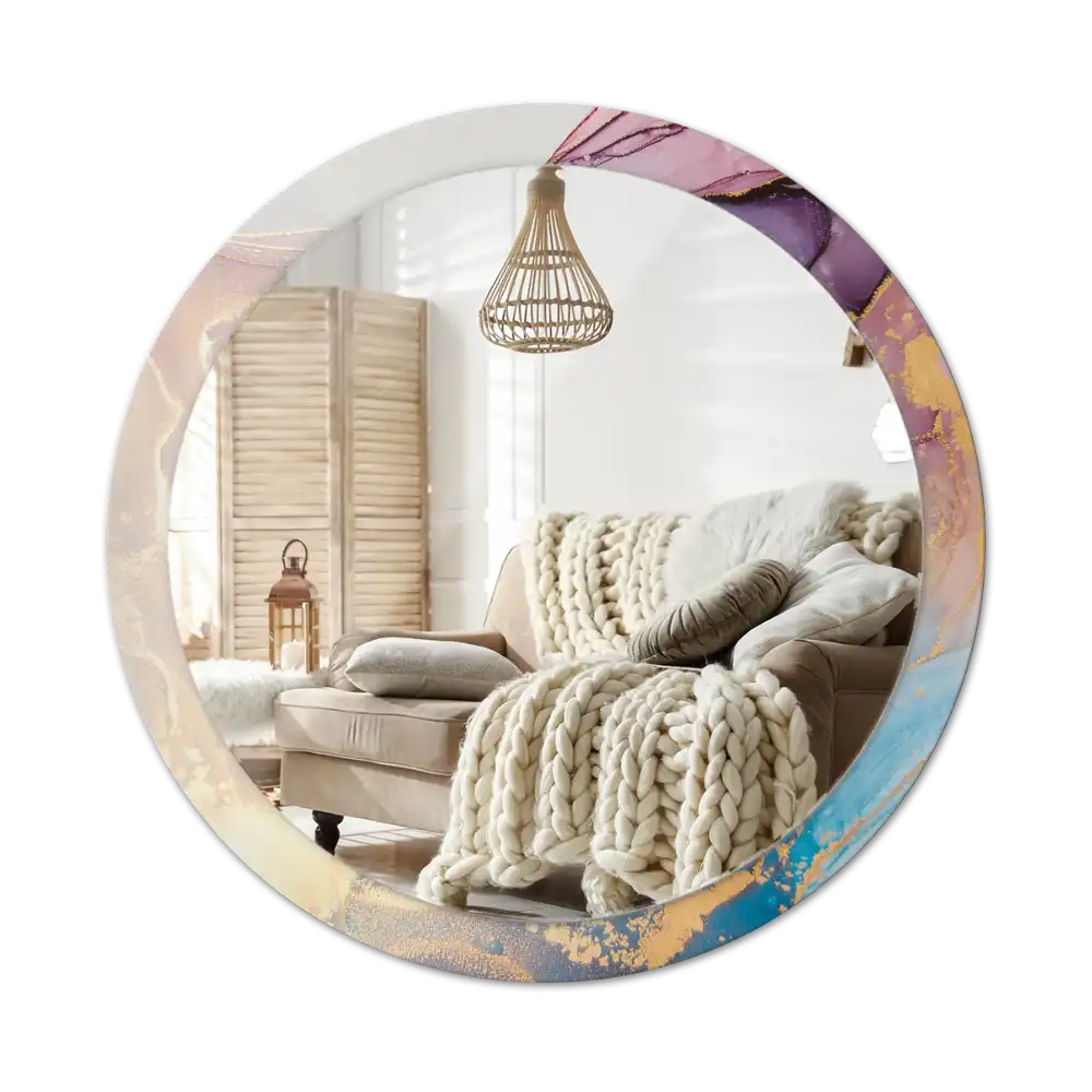 Okroglo stensko okrasno ogledalo Marmorni kamen