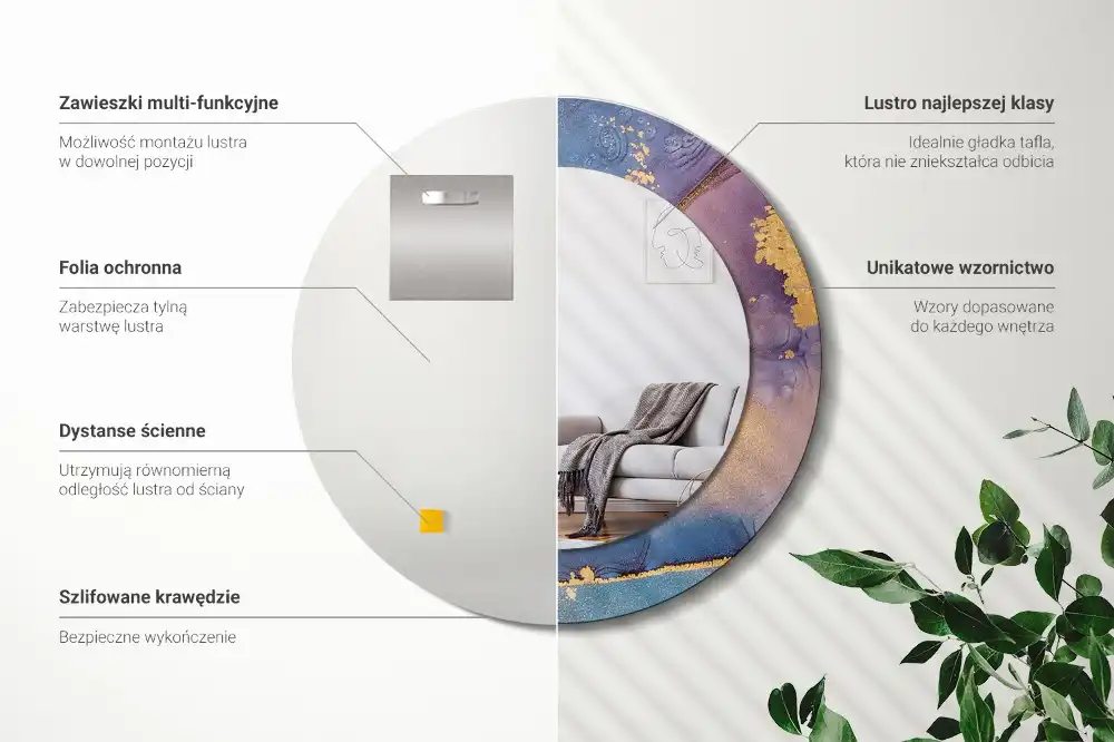 Okroglo stensko okrasno ogledalo Marmorni kamen