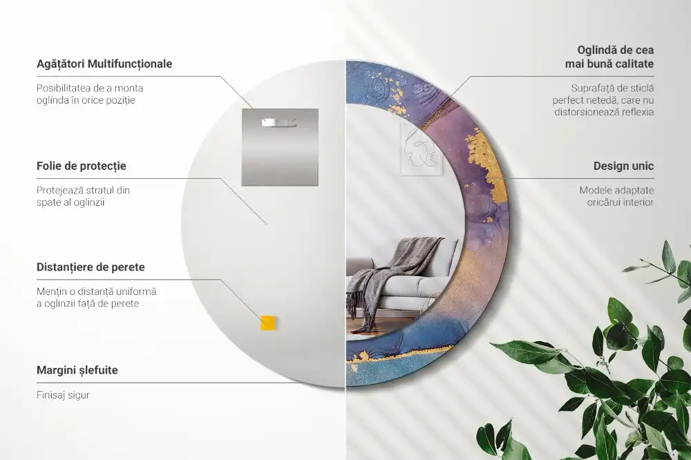 Okroglo stensko okrasno ogledalo Marmorni kamen