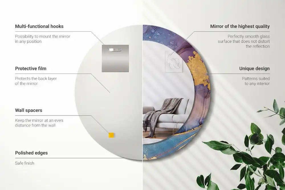 Okroglo stensko okrasno ogledalo Marmorni kamen