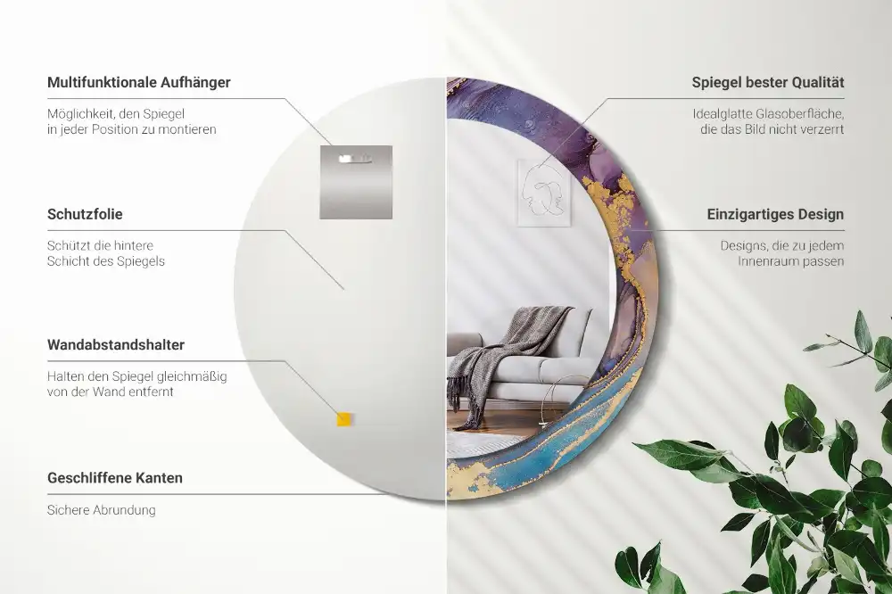 Okroglo stensko okrasno ogledalo Marmorni kamen