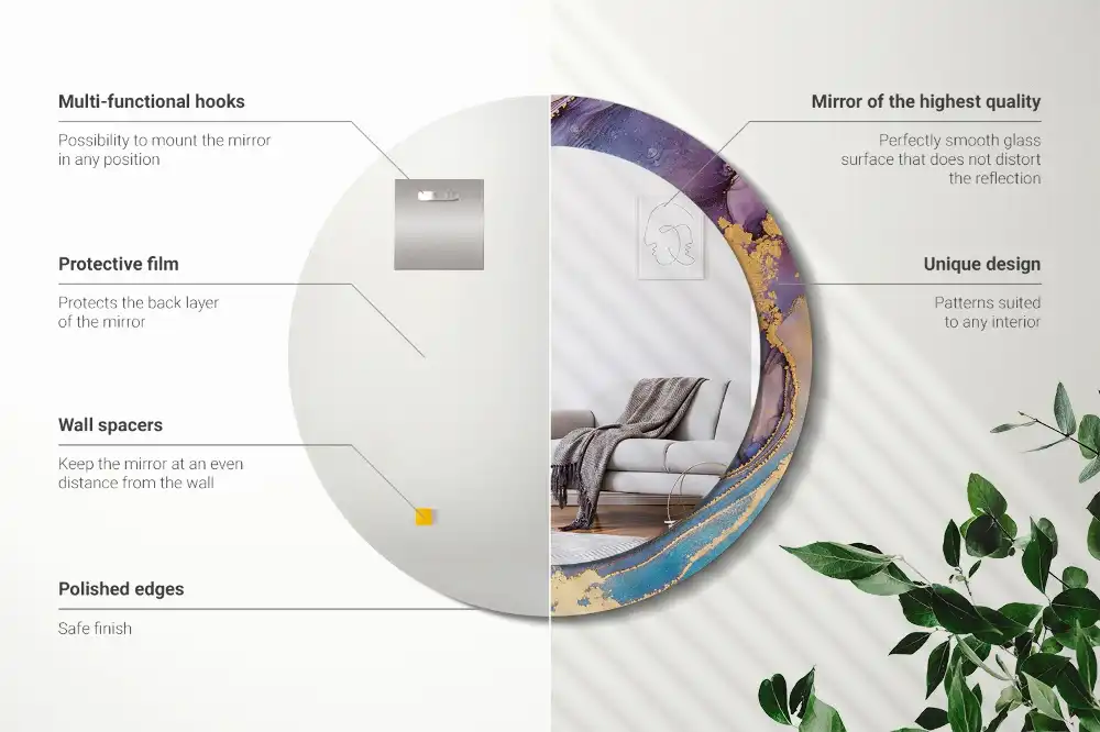 Okroglo stensko okrasno ogledalo Marmorni kamen