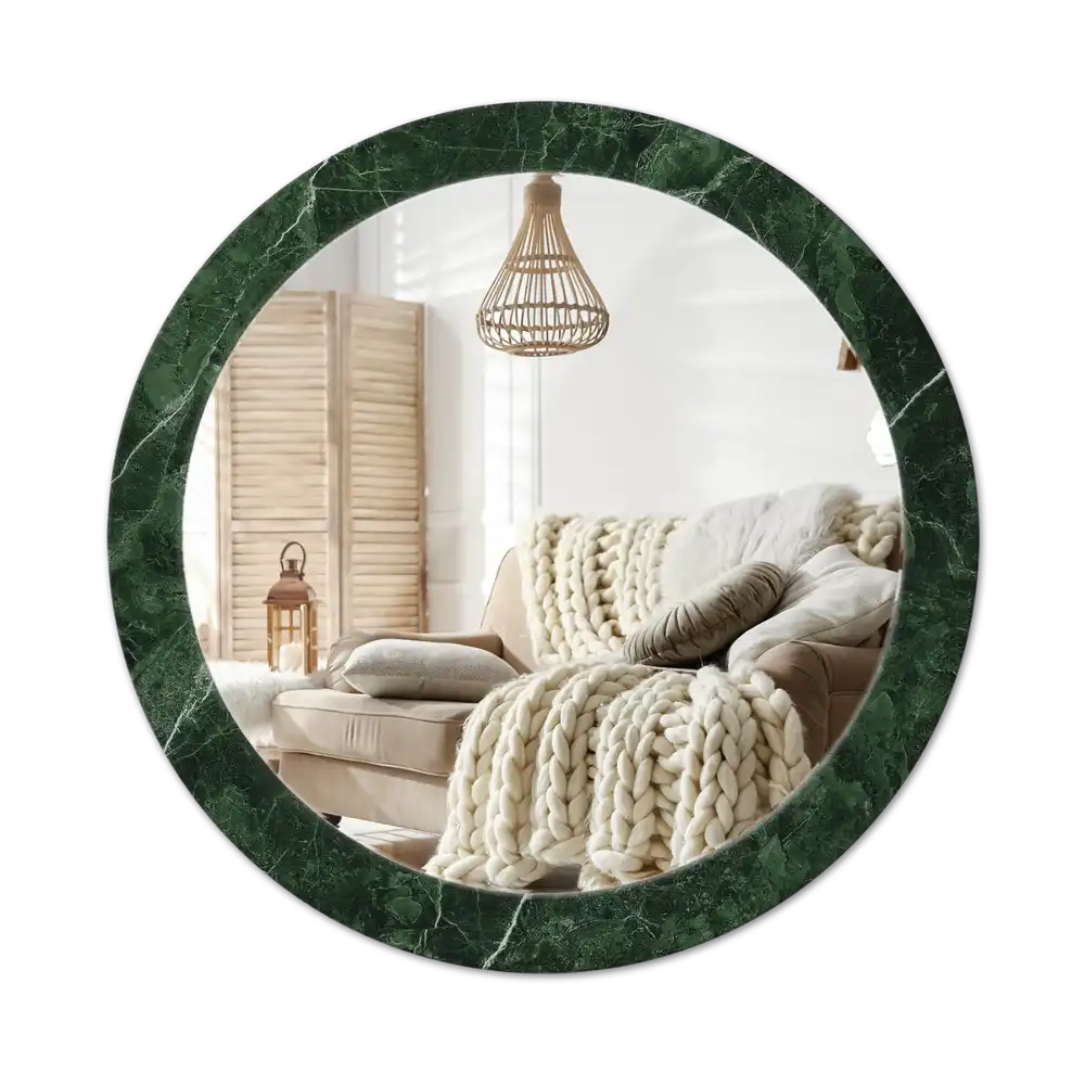 Okroglo okrasno ogledalo Zeleni marmor