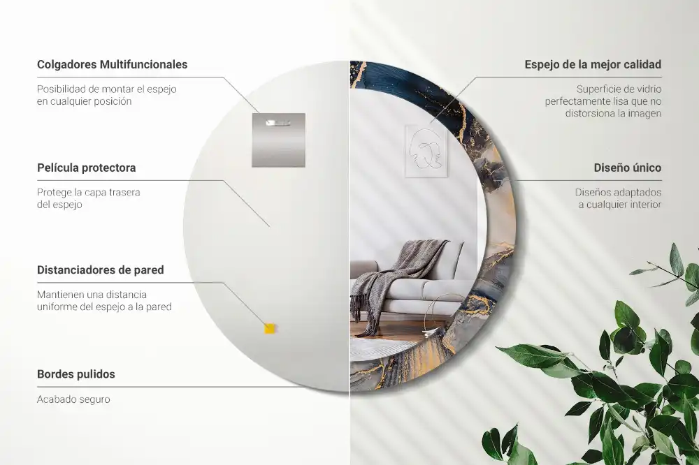 Tiskano okroglo ogledalo Abstraktne barve