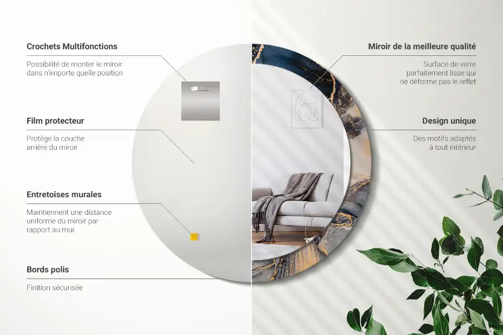 Tiskano okroglo ogledalo Abstraktne barve