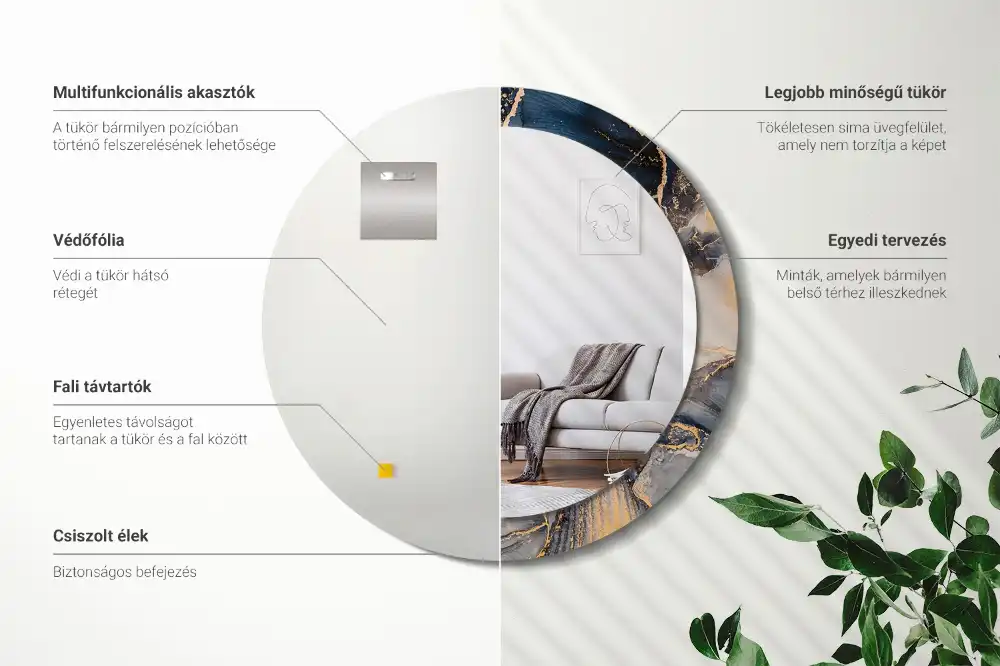 Tiskano okroglo ogledalo Abstraktne barve