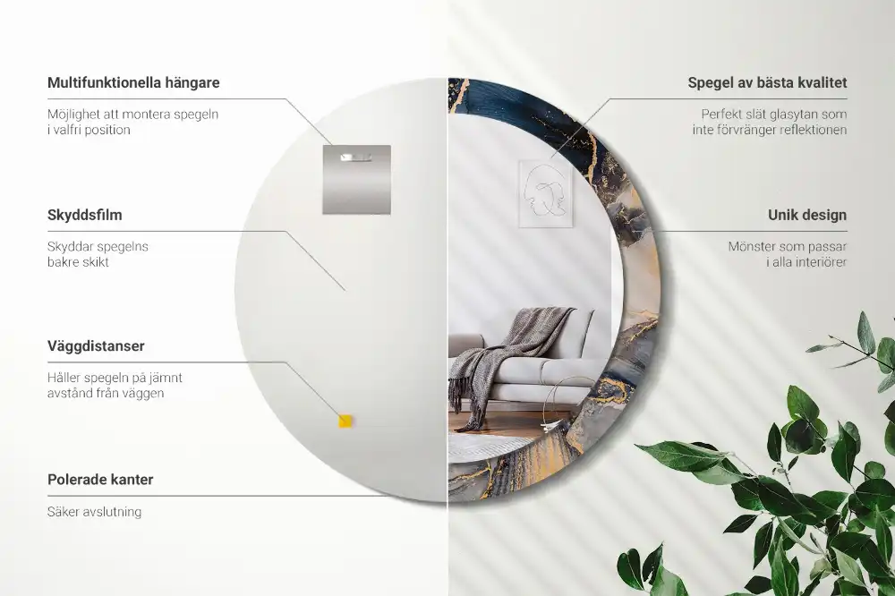 Tiskano okroglo ogledalo Abstraktne barve