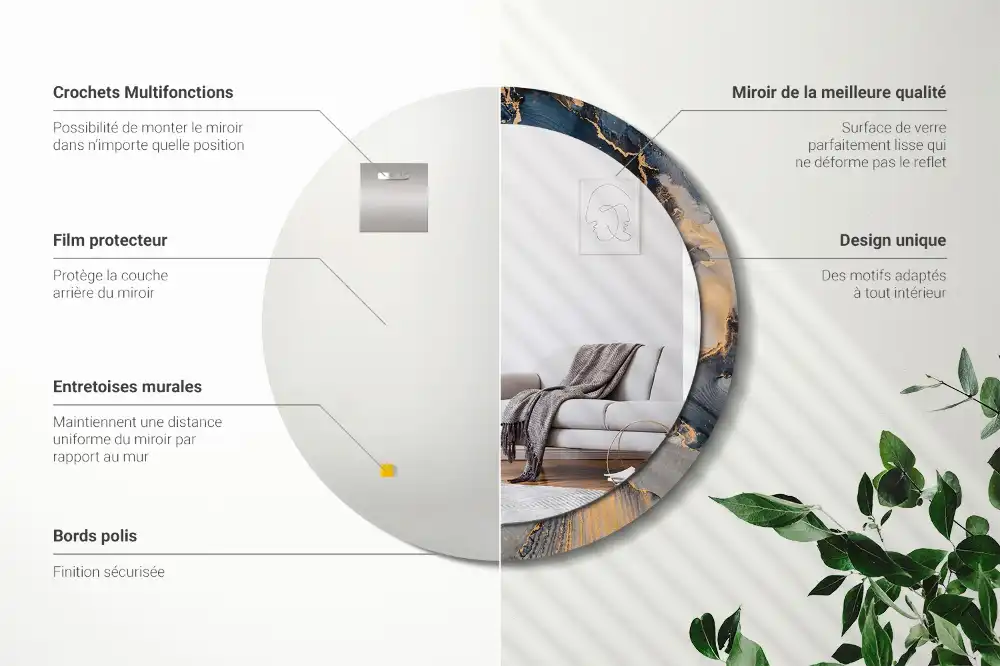 Tiskano okroglo ogledalo Abstraktne barve