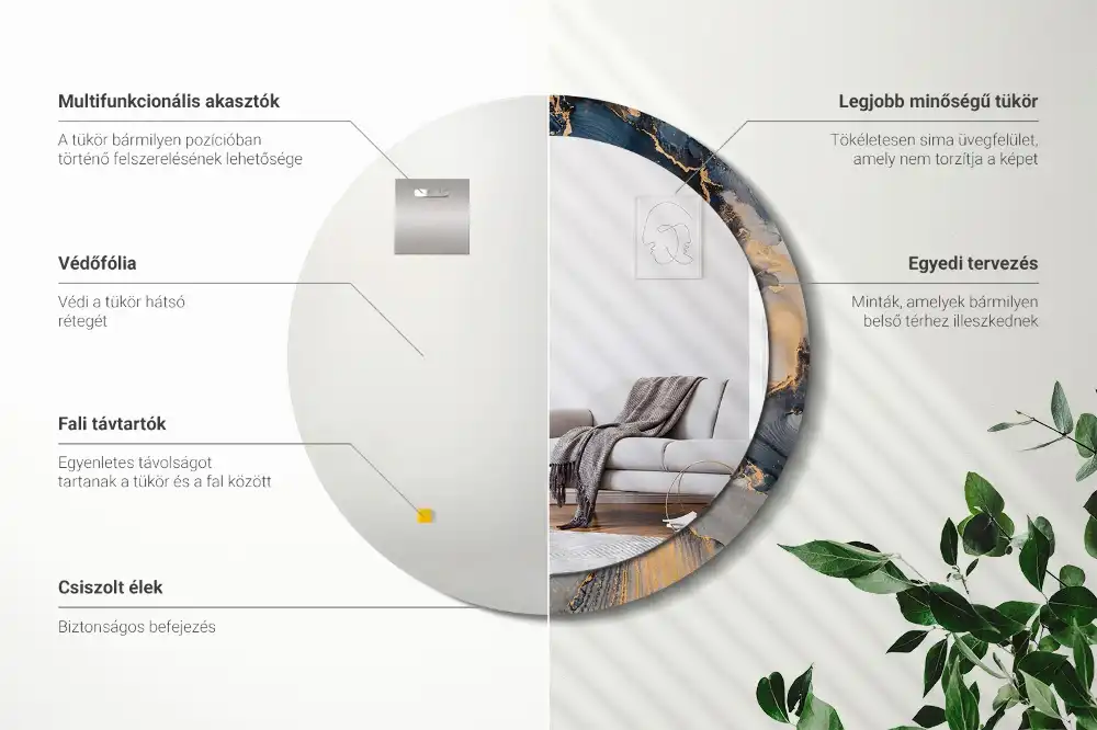 Tiskano okroglo ogledalo Abstraktne barve