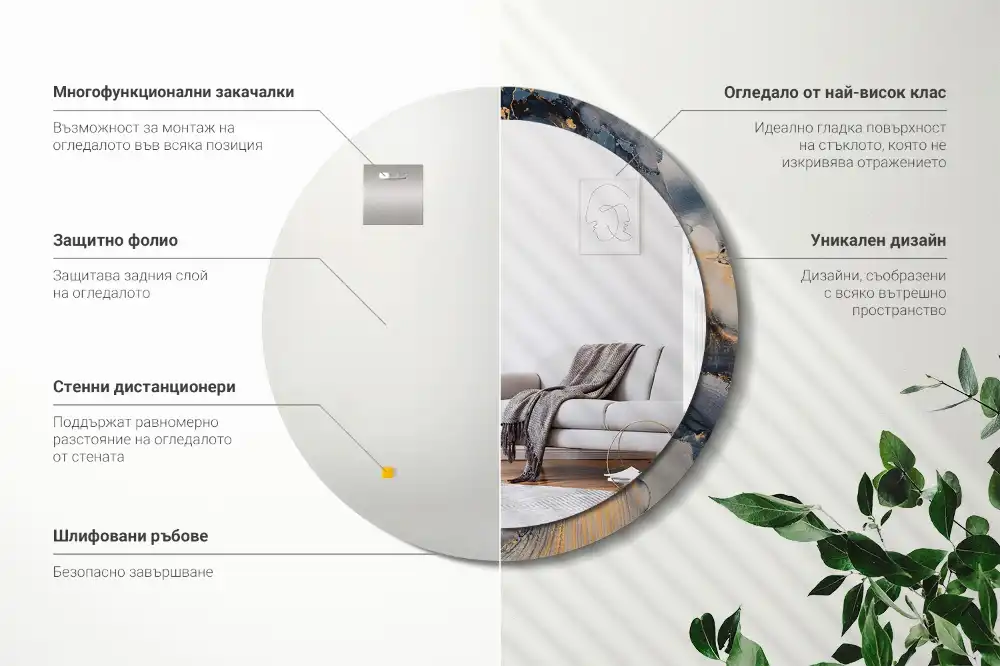 Tiskano okroglo ogledalo Abstraktne barve