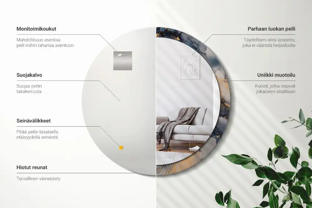 Tiskano okroglo ogledalo Abstraktne barve