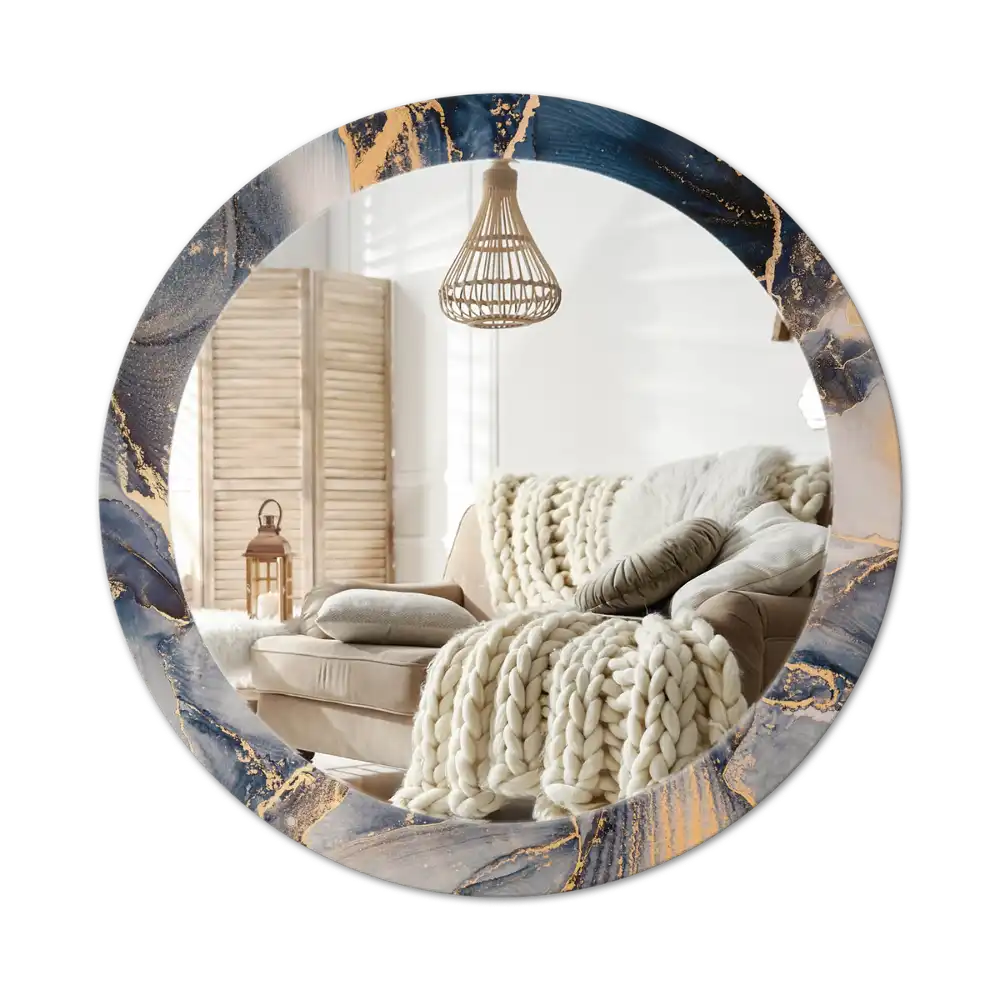 Tiskano okroglo ogledalo Abstraktne barve