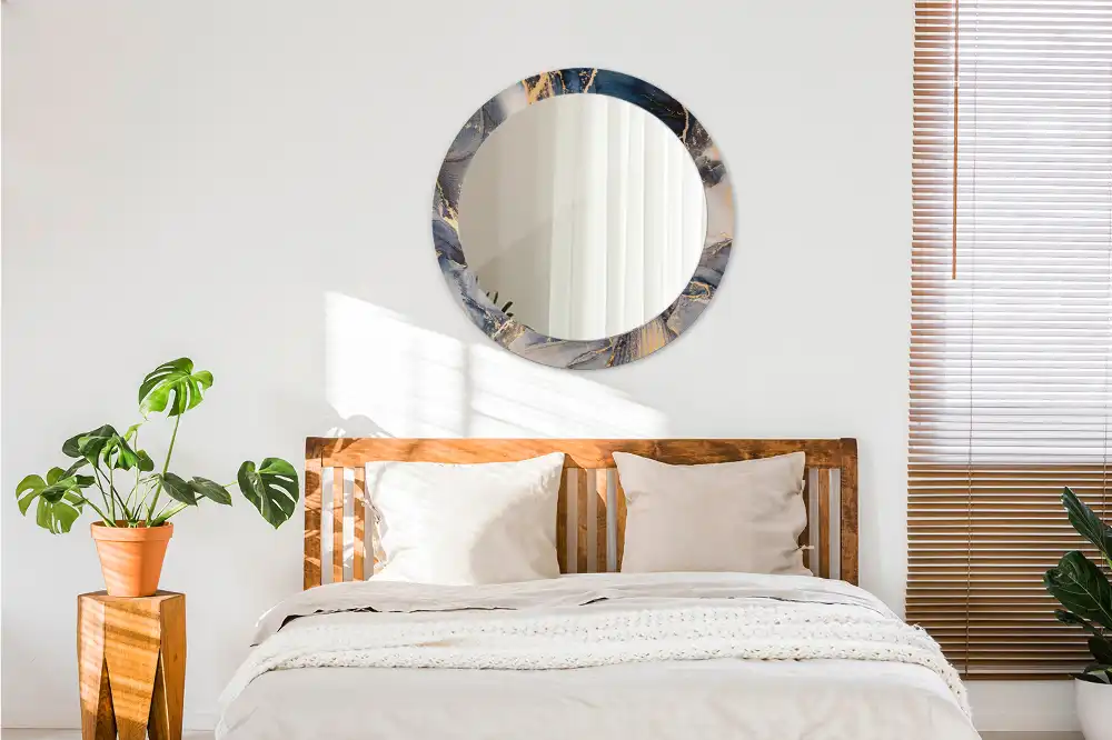 Tiskano okroglo ogledalo Abstraktne barve