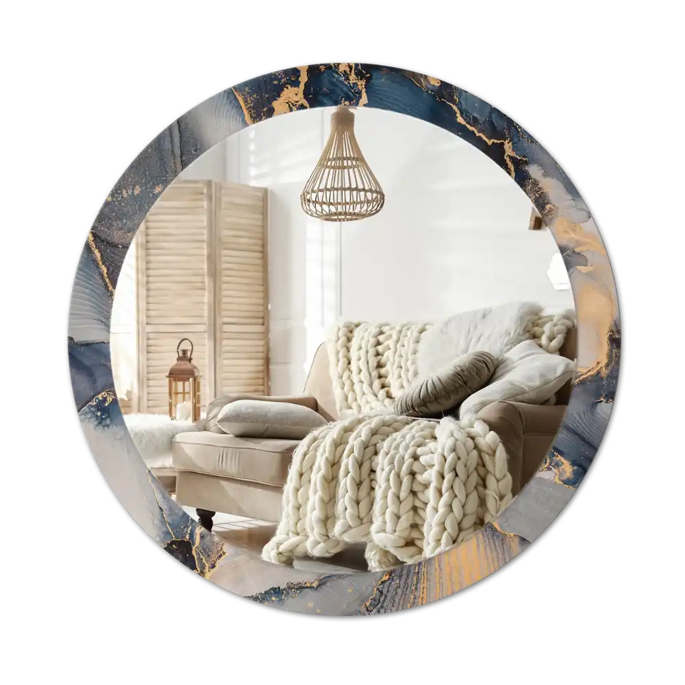 Tiskano okroglo ogledalo Abstraktne barve