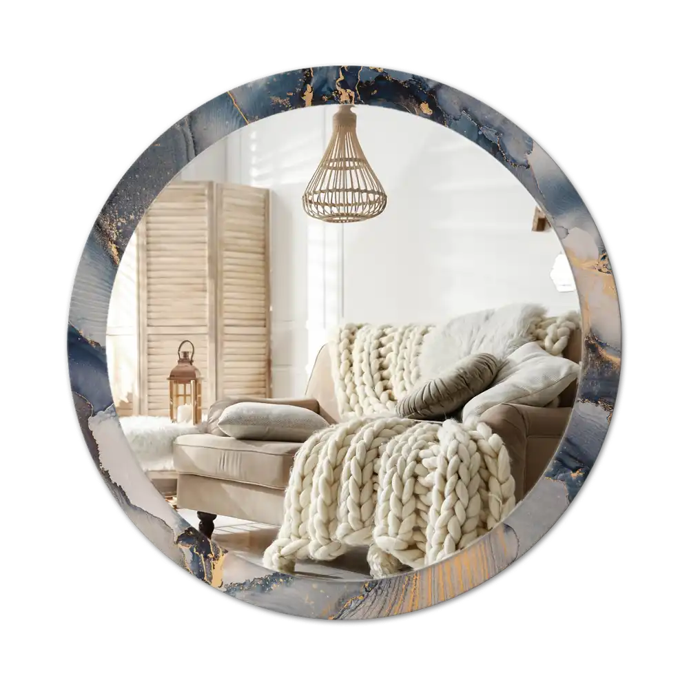 Tiskano okroglo ogledalo Abstraktne barve