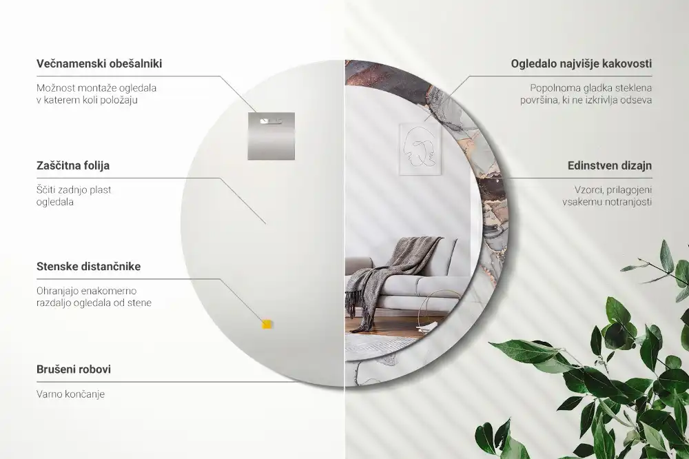 Okroglo stensko okrasno ogledalo Abstraktni marmor