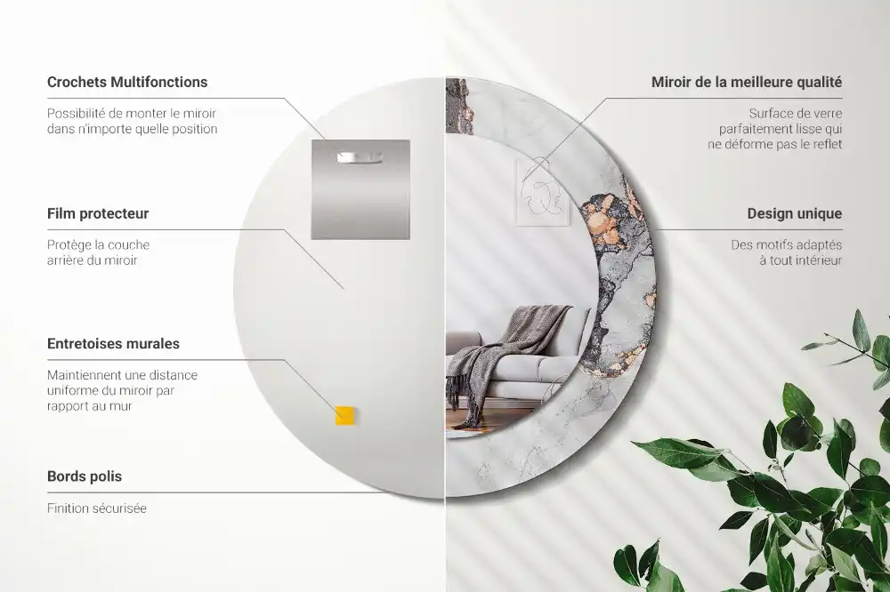 Okroglo stensko okrasno ogledalo Abstraktni marmor