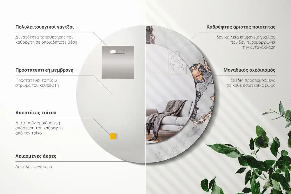 Okroglo stensko okrasno ogledalo Abstraktni marmor