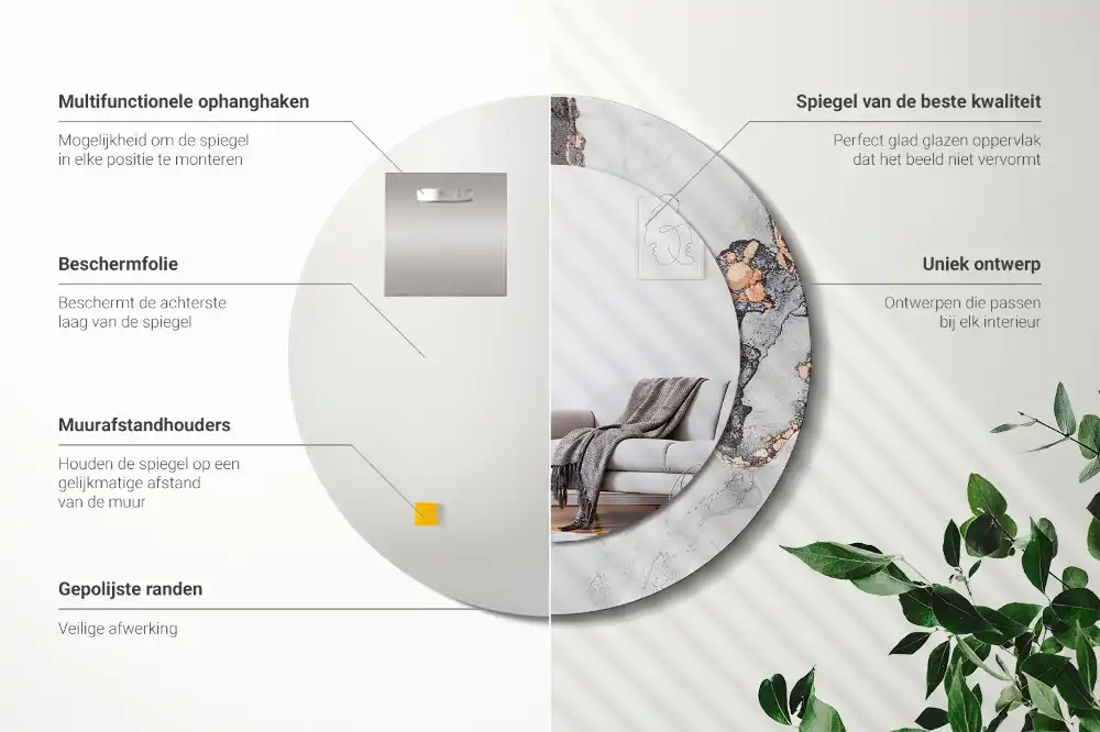 Okroglo stensko okrasno ogledalo Abstraktni marmor