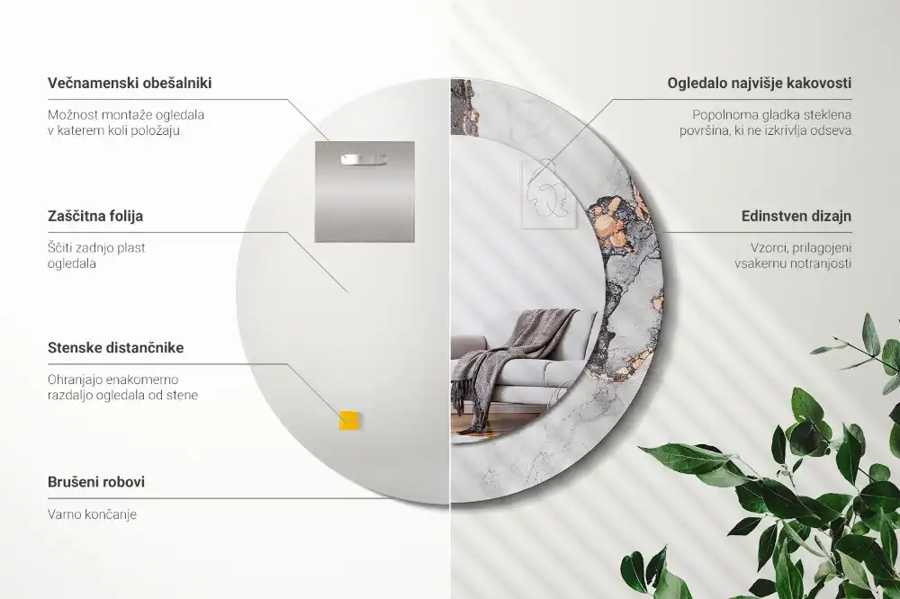 Okroglo stensko okrasno ogledalo Abstraktni marmor