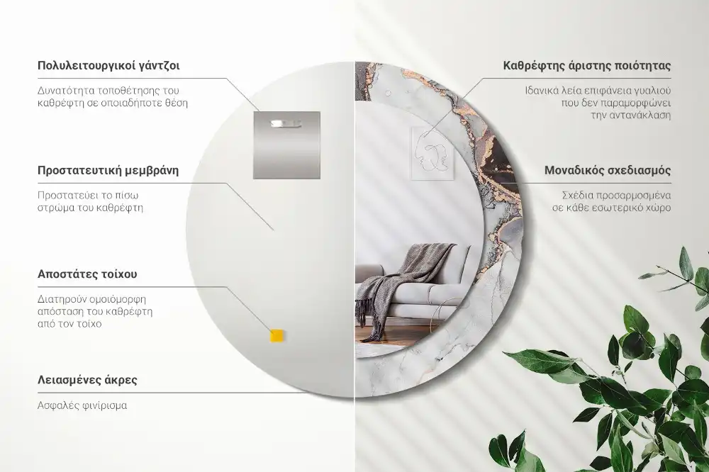 Okroglo stensko okrasno ogledalo Abstraktni marmor