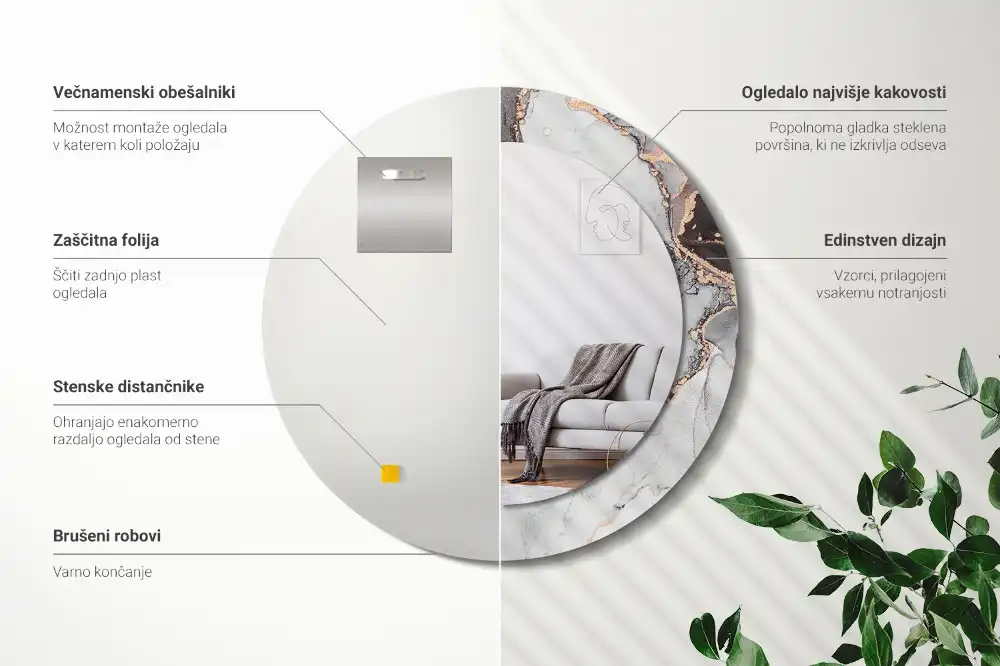 Okroglo stensko okrasno ogledalo Abstraktni marmor