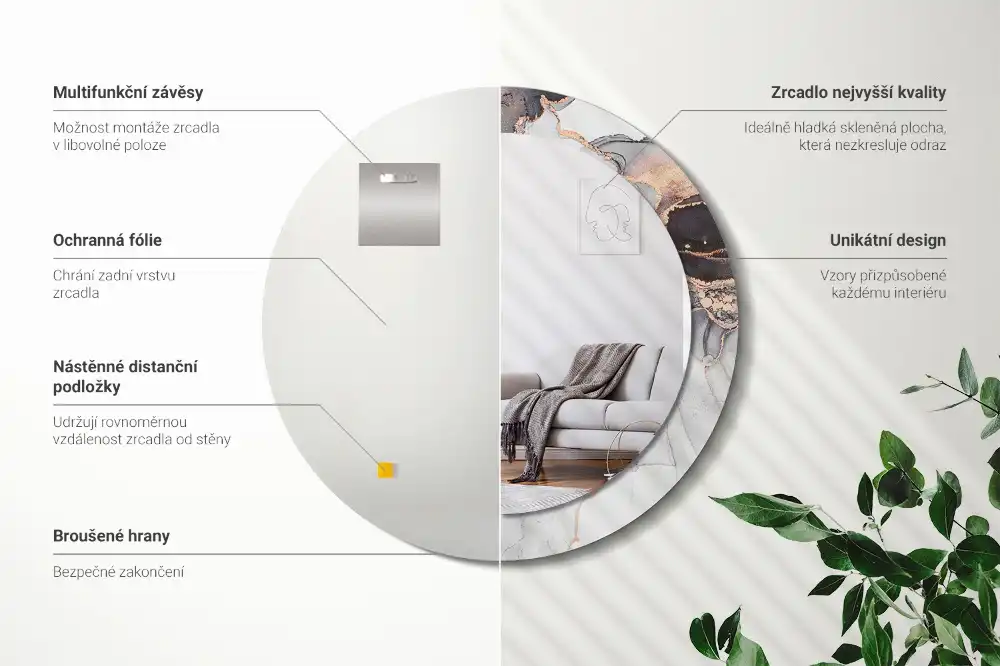 Okroglo stensko okrasno ogledalo Abstraktni marmor