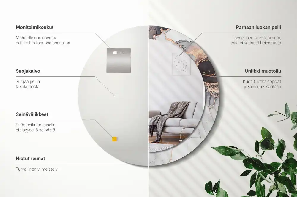 Okroglo stensko okrasno ogledalo Abstraktni marmor