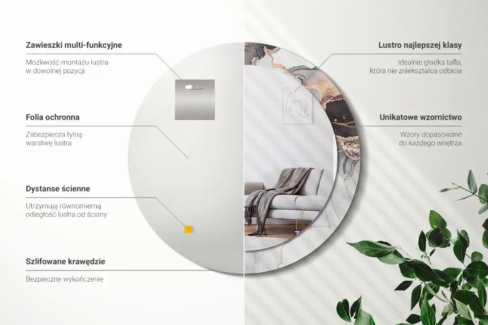 Okroglo stensko okrasno ogledalo Abstraktni marmor