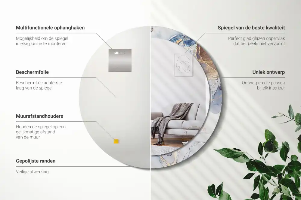 Okroglo stensko okrasno ogledalo Abstraktna umetnost