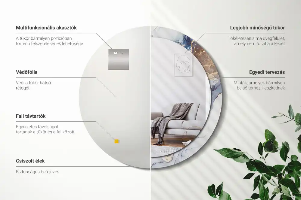 Okroglo stensko okrasno ogledalo Abstraktna umetnost