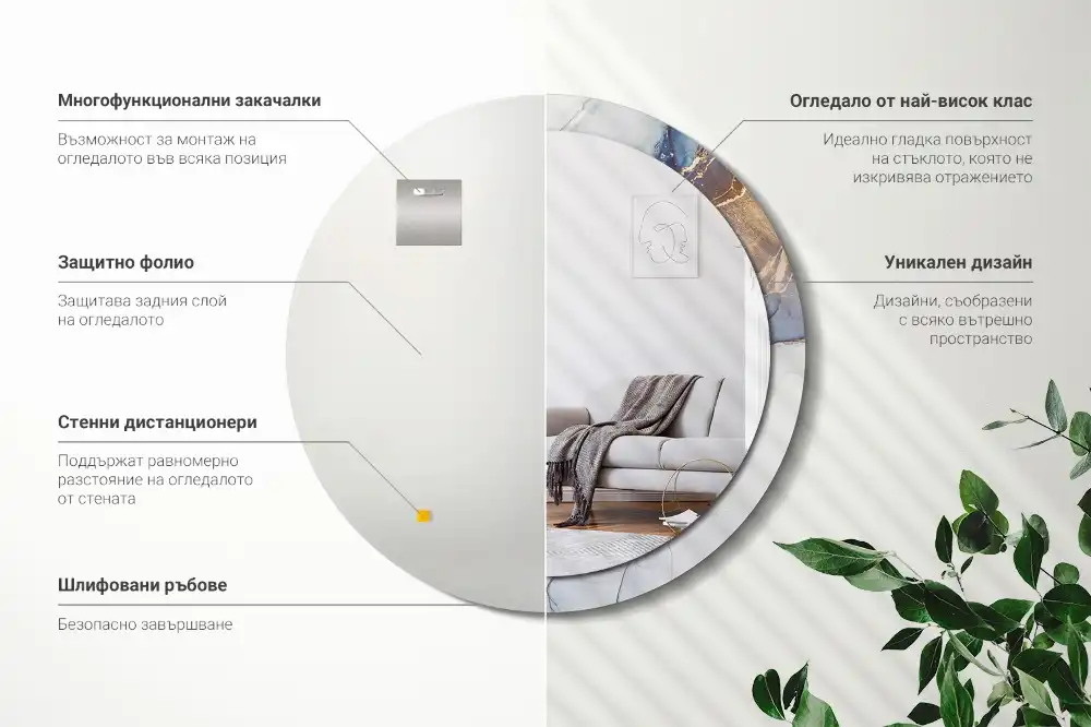 Okroglo stensko okrasno ogledalo Abstraktna umetnost