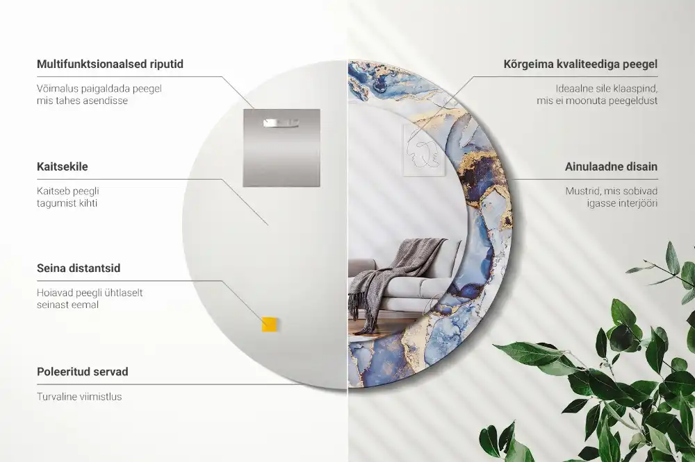 Okroglo stensko okrasno ogledalo Abstraktna umetnost