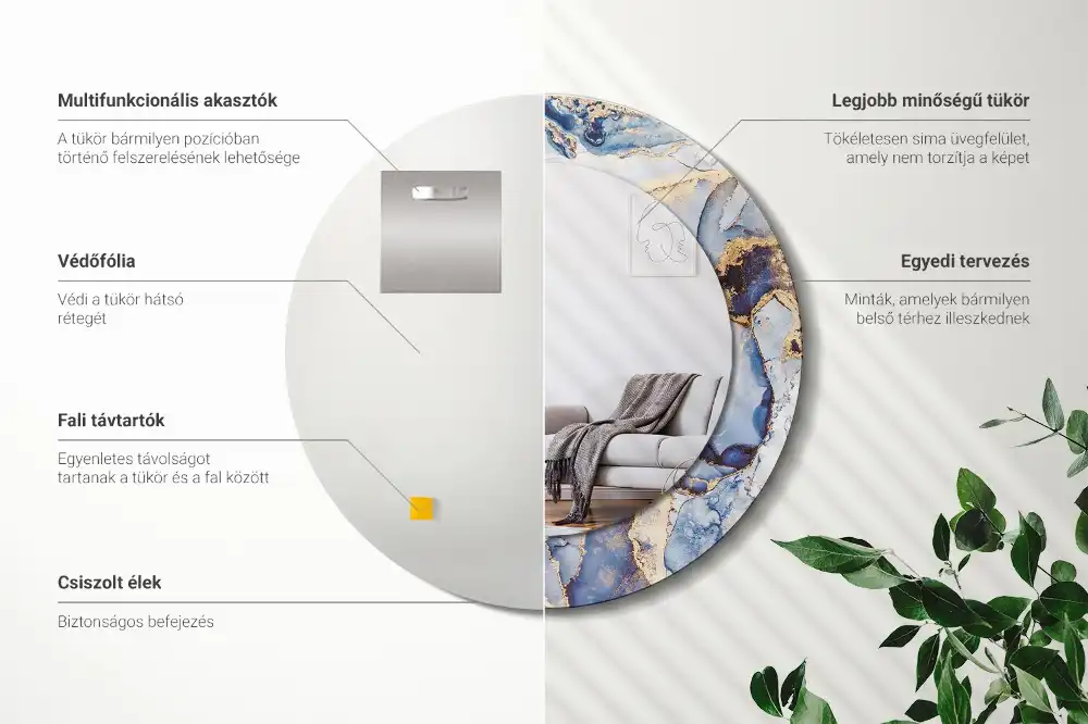 Okroglo stensko okrasno ogledalo Abstraktna umetnost