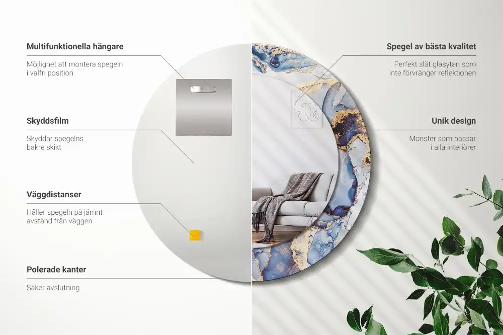 Okroglo stensko okrasno ogledalo Abstraktna umetnost