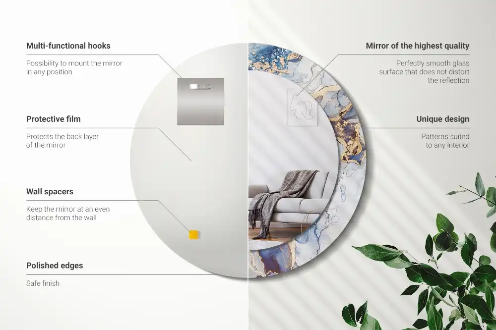 Okroglo stensko okrasno ogledalo Abstraktna umetnost