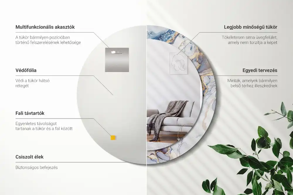 Okroglo stensko okrasno ogledalo Abstraktna umetnost