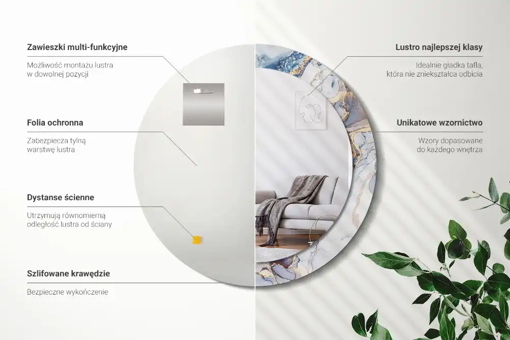 Okroglo stensko okrasno ogledalo Abstraktna umetnost