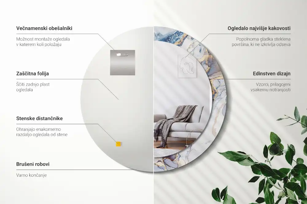 Okroglo stensko okrasno ogledalo Abstraktna umetnost