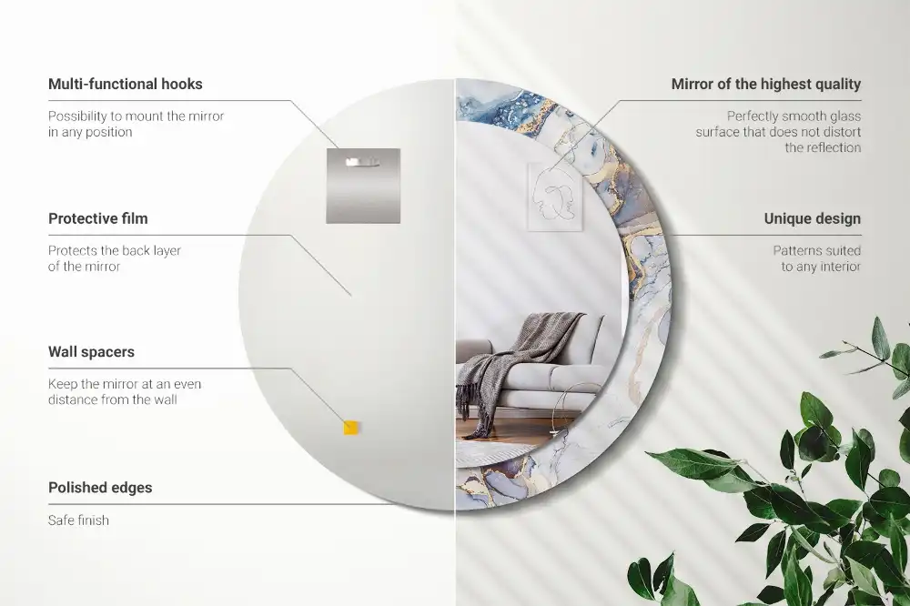 Okroglo stensko okrasno ogledalo Abstraktna umetnost