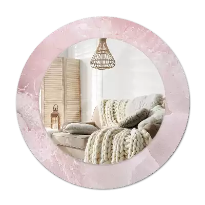 Okroglo stensko okrasno ogledalo Rožnati kamen