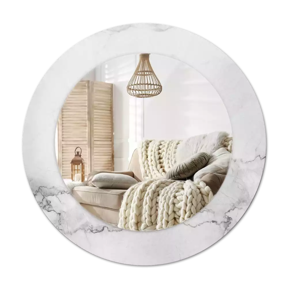 Okroglo stensko okrasno ogledalo Beli marmor