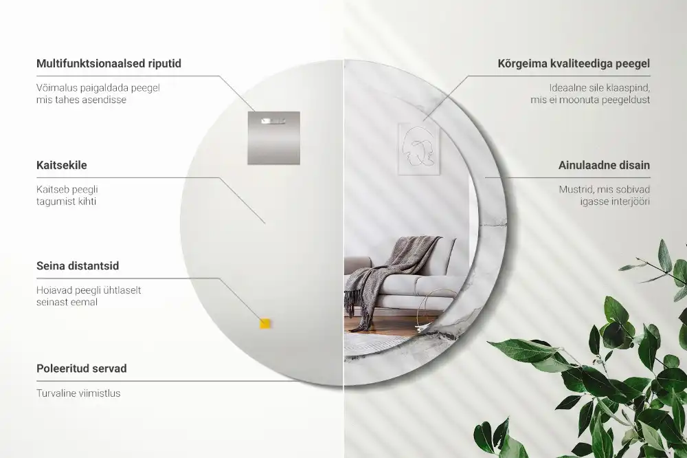 Okroglo stensko okrasno ogledalo Beli marmor