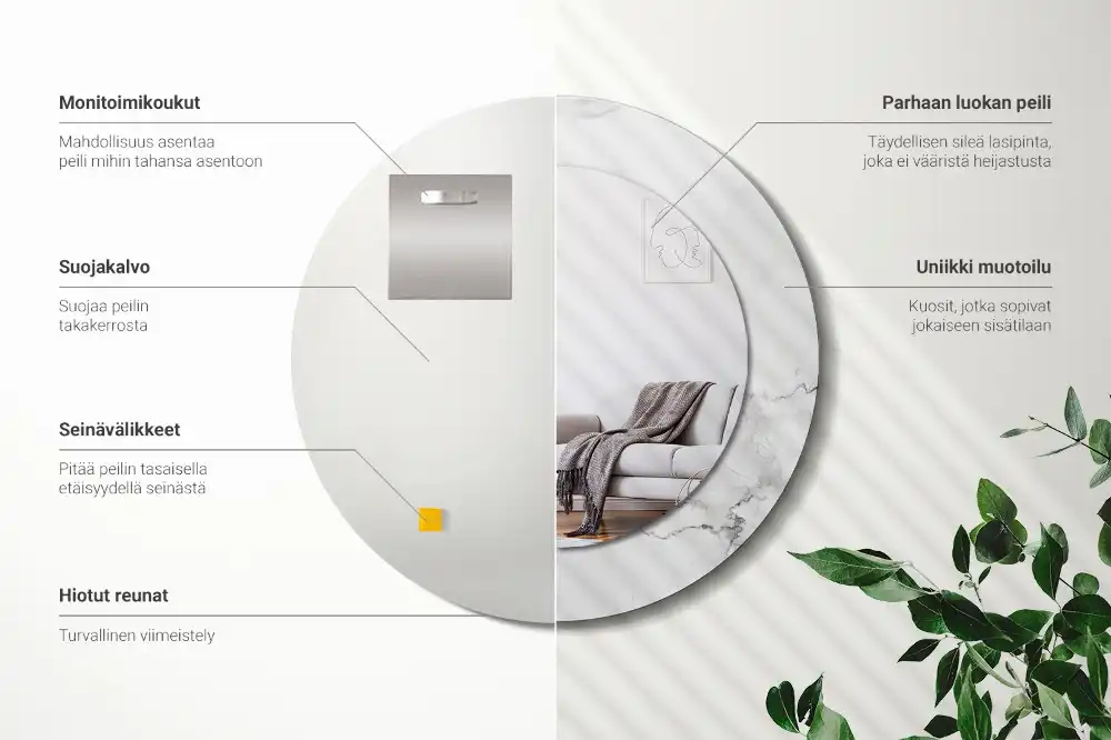 Okroglo stensko okrasno ogledalo Beli marmor